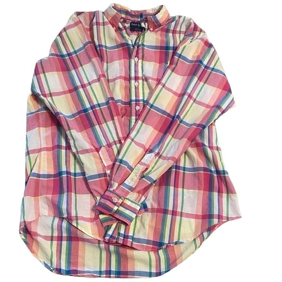 Ralph Lauren Plaid men’s button up shirt size large pastel colors preppy - Picture 12 of 12